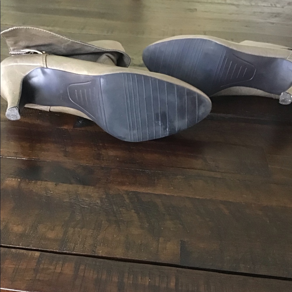 Jessica Taupe Booties - Gold buckle on side - Picture 6 of 8